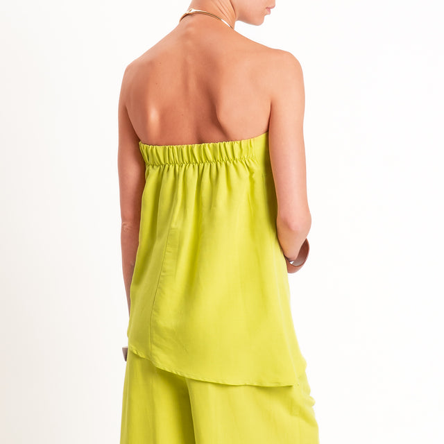 Motel-Completo top a fascia+pantalone misto lino - lime
