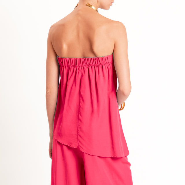 Motel-Completo top a fascia+pantalone misto lino - fucsia