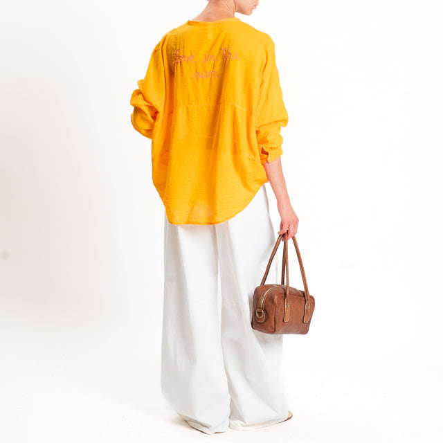 Tensione in-Camicia mussola "LOVE IN THE SUN" - mandarino
