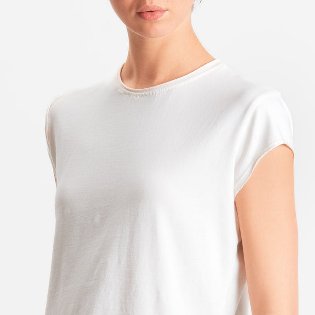 Zeroassoluto-T-shirt taglio vivo in jersey elasticizzato - burro