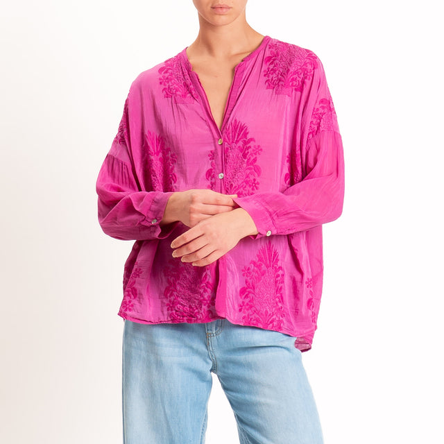Motel-Camicia mussola con ricami - bouganville
