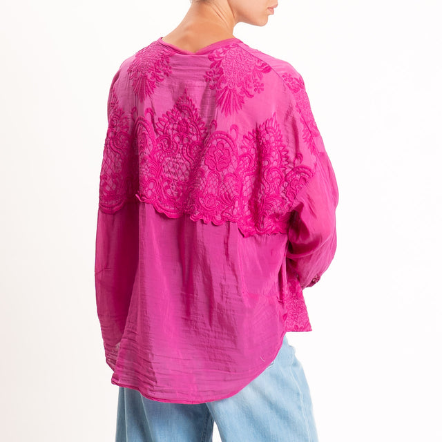 Motel-Camicia mussola con ricami - bouganville