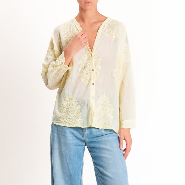 Motel-Camicia mussola con ricami - mimosa