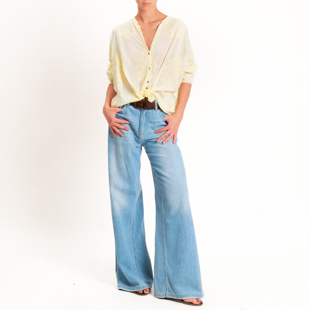 Motel-Camicia mussola con ricami - mimosa