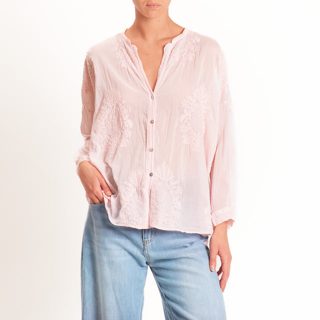 Motel-Camicia mussola con ricami - rose