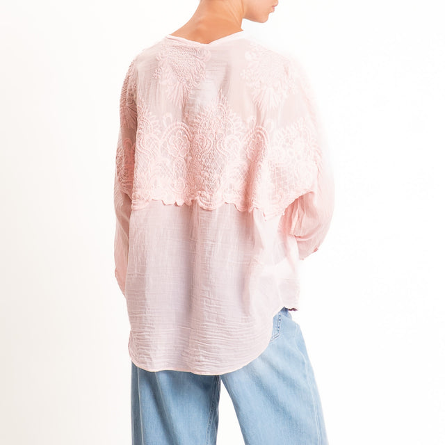 Motel-Camicia mussola con ricami - rose