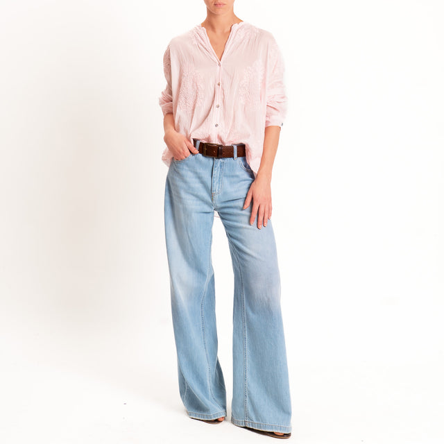 Motel-Camicia mussola con ricami - rose