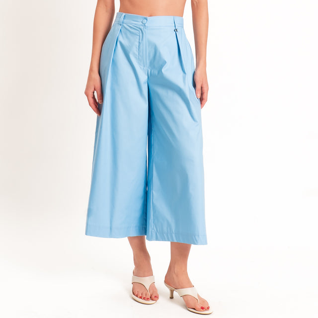 Dixie-Completo top+pantalone in popeline - Celeste