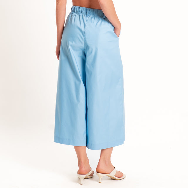 Dixie-Completo top+pantalone in popeline - Celeste