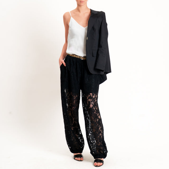 Dixie-Pantalone balloon in pizzo - nero