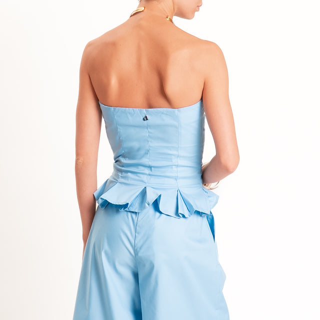 Dixie-Completo top+pantalone in popeline - Celeste