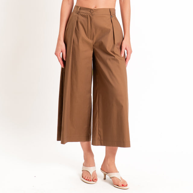 Dixie-Completo top+pantalone in popeline - tabacco