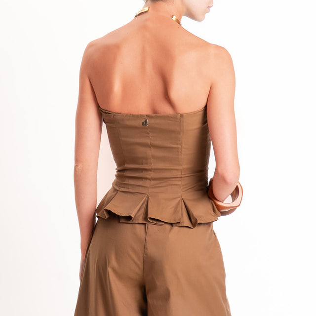 Dixie-Completo top+pantalone in popeline - tabacco