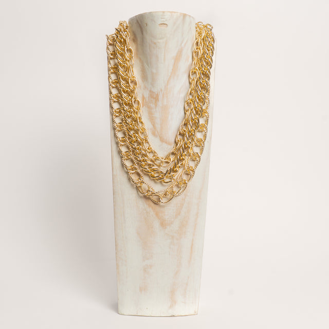 W by Whitemood-Collana catena martellata tre fili - gold