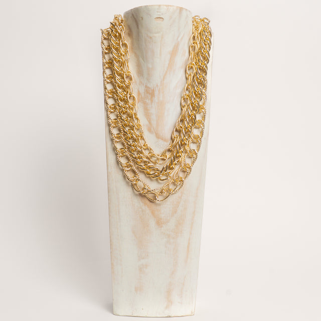 W by Whitemood-Collana catena martellata tre fili - gold