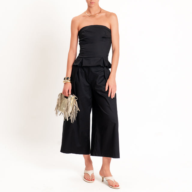 Dixie-Completo top+pantalone in popeline - Nero