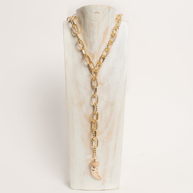 W by whitemood- Collana martellata con corno - gold
