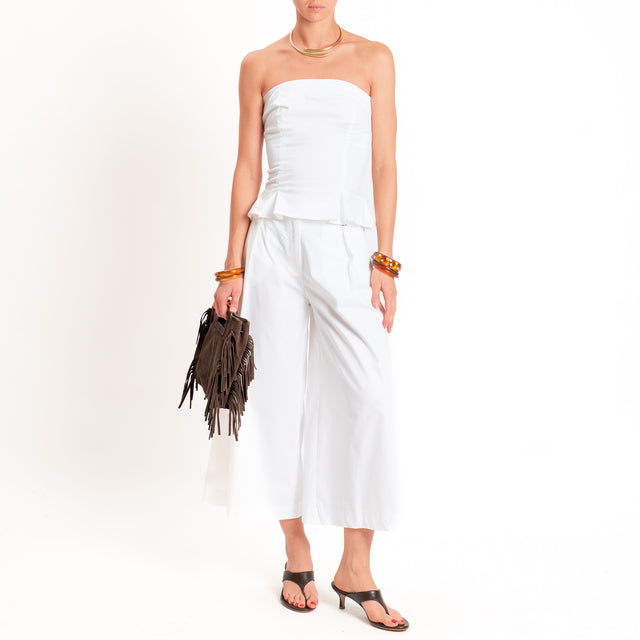 Dixie-Completo top+pantalone in popeline - Bianco