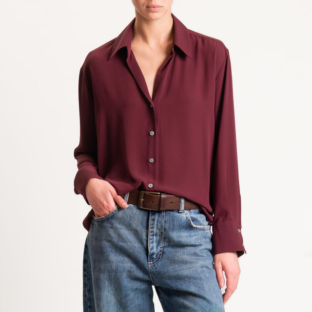 Zeroassoluto-Camicia CLAY MANO SETA - borgogna