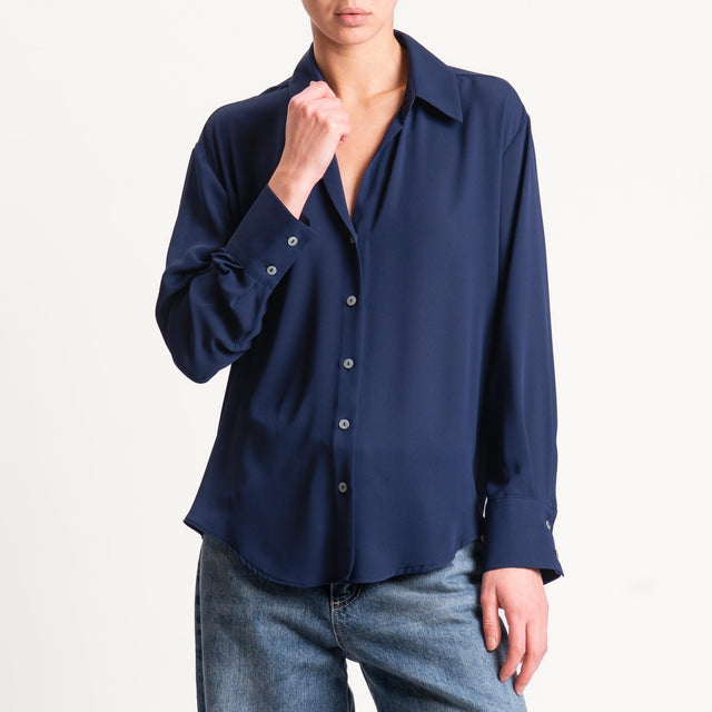 Zeroassoluto-Camicia CLAY MANO SETA - blu notte