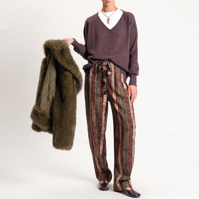 Wu'side-Pantalone fantasia elastico in vita - moro/verde/sand