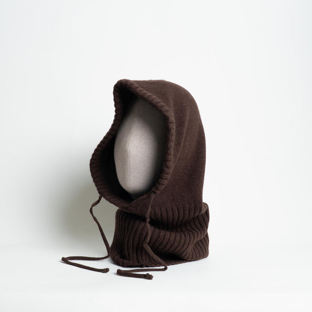 Vicolo-Balaclava misto cashmere con coulisse - moro