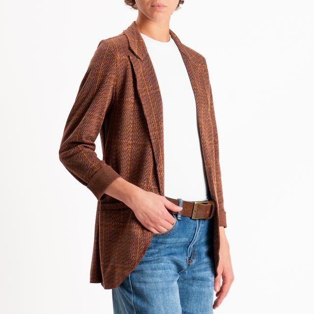 Zeroassoluto-Giacca JIN elasticizzata - check lurex vino/mostarda/piombo