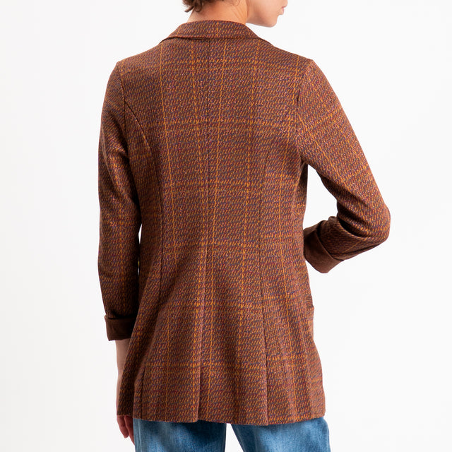 Zeroassoluto-Giacca JIN elasticizzata - check lurex vino/mostarda/piombo