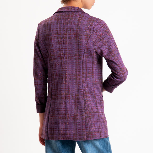 Zeroassoluto-Giacca JIN elasticizzata - check lurex glicine/vino/moro