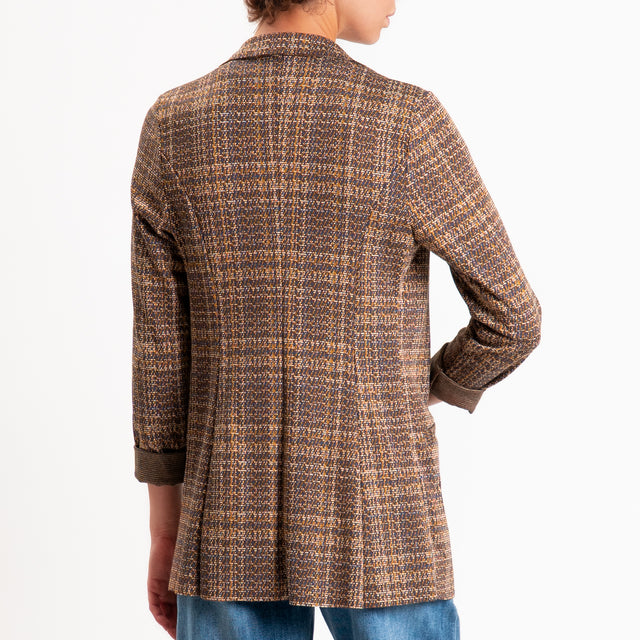 Zeroassoluto-Giacca JIN elasticizzata - check lurex piombo/mostarda/panna