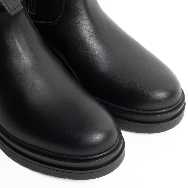 Ovyè-Stivale in pelle con fiocco - nero