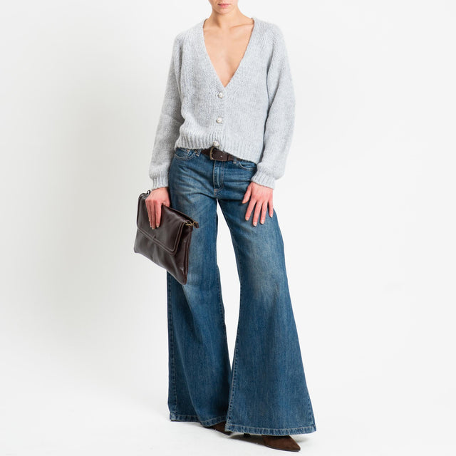 Haveone-Cardigan bottoni gioiello misto lana - perla