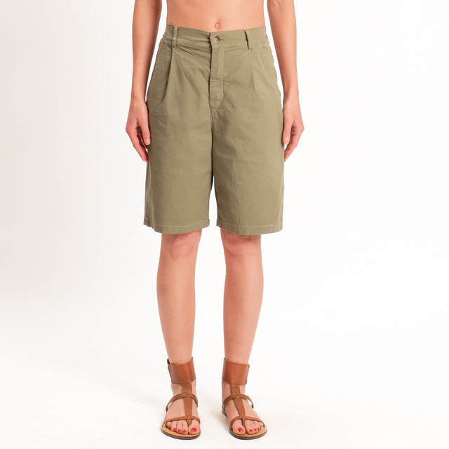 Zeroassoluto-Bermuda LORA cotone elastico dietro - kaki