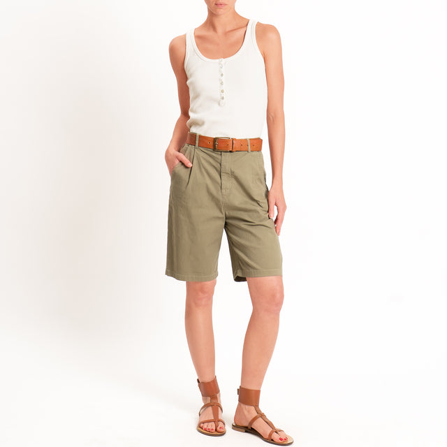 Zeroassoluto-Bermuda LORA cotone elastico dietro - kaki