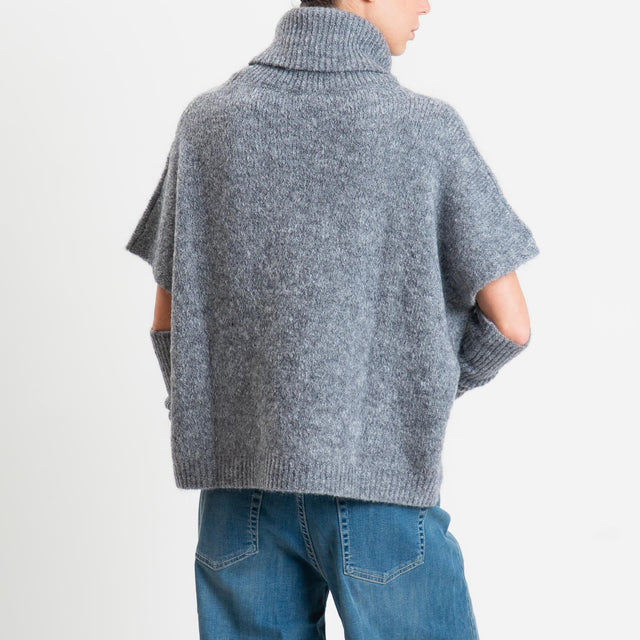 Motel-Maglia smanicata mohair con manicotti - grigio
