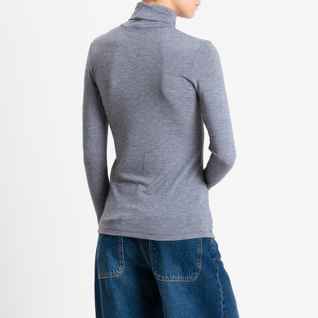 Vicolo-Maglia collo alto LANA/MODAL - grigio melange