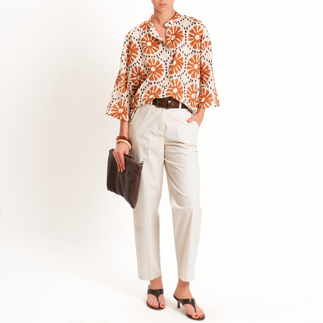 Tensione in-Pantalone cotone superlight elastico dietro - beige