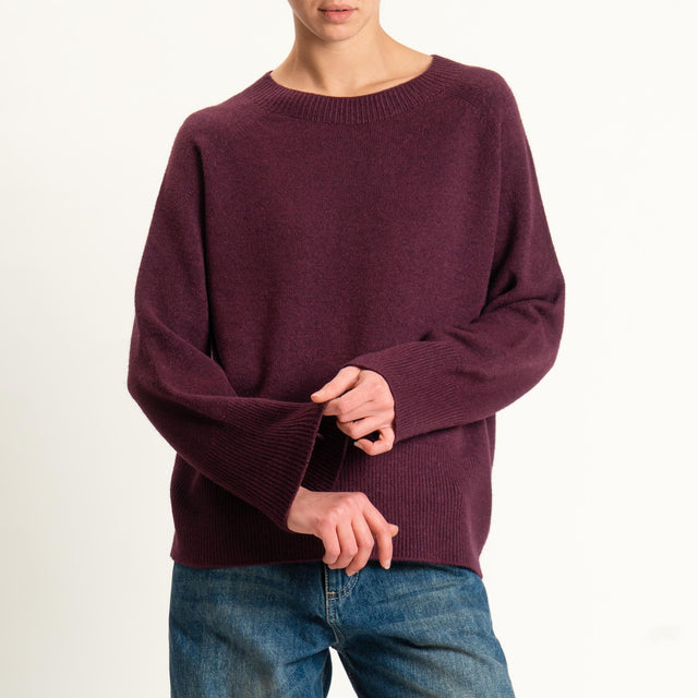 Kontatto-Maglia a scatola girocollo (QS) - melanzana