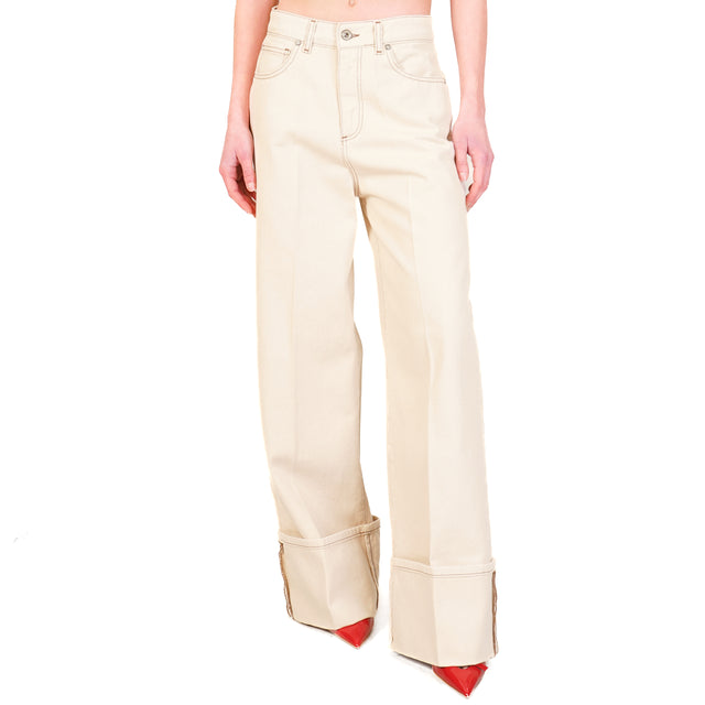 Dixie-Jeans palazzo con dobladillo - crudo