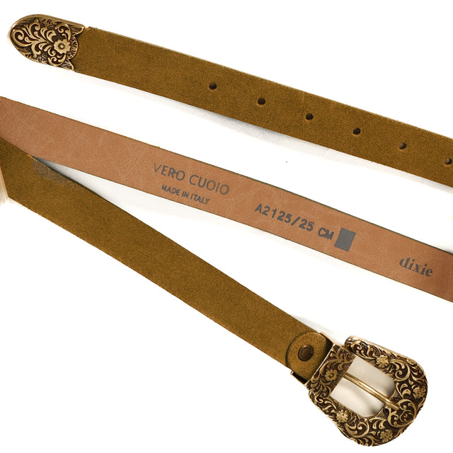 Dixie-Cintura in pelle fibbia con intarsio - Senape