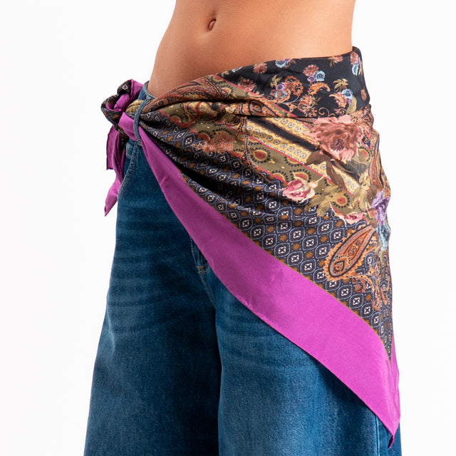 Dixie-Foulard fantasia floreale - bouganville/senape/militare