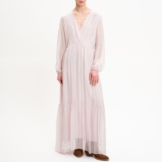 Dixie-Abito mussola con balza - rosa confetto