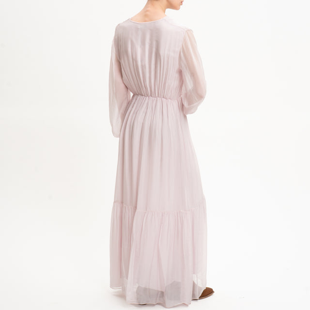 Dixie-Abito mussola con balza - rosa confetto