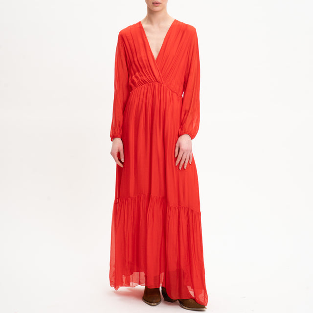 Dixie-Abito mussola con balza - rosso