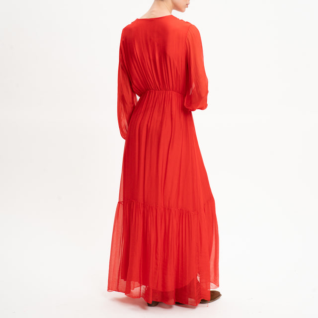 Dixie-Abito mussola con balza - rosso