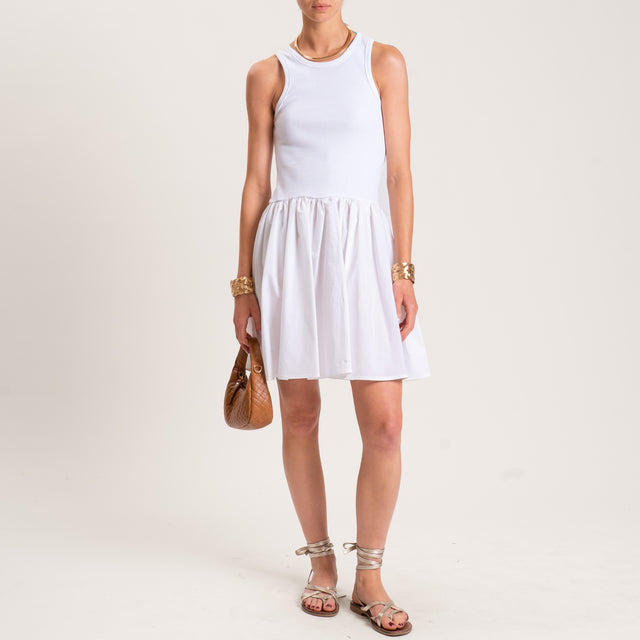 Dixie-Abito doppio tessuto top a costine - bianco
