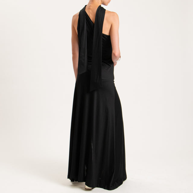 Dixie-Abito monospalla tessuto modal fibra natural - nero