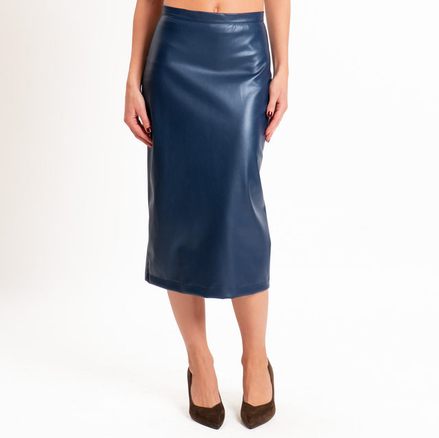 Dixie-Gonna similpelle spacco dietro - blu