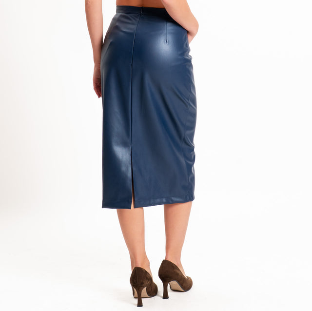 Dixie-Gonna similpelle spacco dietro - blu