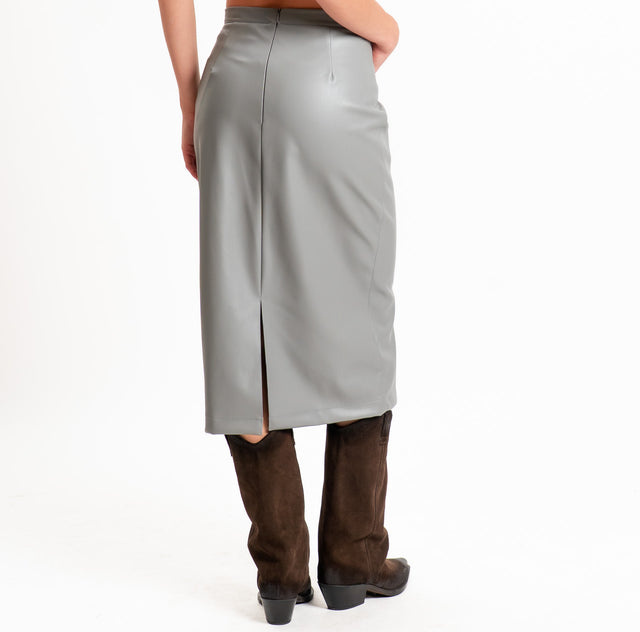 Dixie-Gonna similpelle spacco dietro - grigio